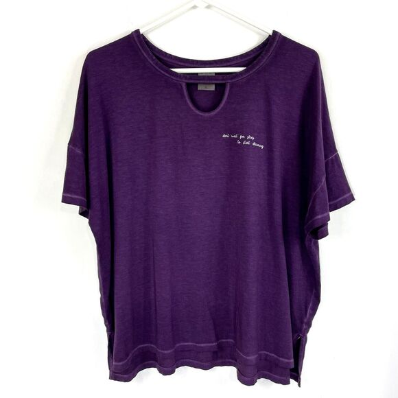 CALIA by Carrie Underwood Top Size XL Graphic Boxy Purple DON'T WAIT FOR SLEEP - Picture 2 of 6